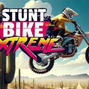 mô tả hình ảnh: Giao diện game Stunt Bike Extreme với một chiếc mô tô đang thực hiện pha bay trên không