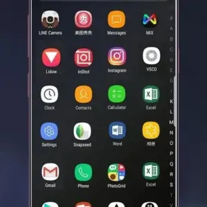 mô tả hình ảnh: Giao diện Super S9 Launcher với các icon ứng dụng được sắp xếp gọn gàng