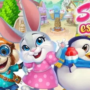 Mô tả hình ảnh: Giao diện game Sweet Escapes với hình ảnh các loại bánh kẹo đầy màu sắc