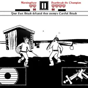 Mô tả ảnh: Hình ảnh gameplay của Sword & Glory với hai nhân vật đang chiến đấu.