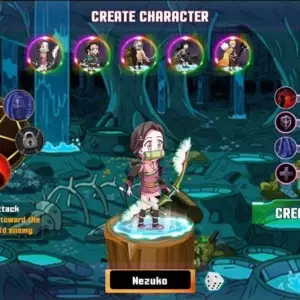 mô tả hình ảnh: Giao diện game Tanjiro Nezuko Zenitsu Fighting Game với hình ảnh nhân vật Tanjiro