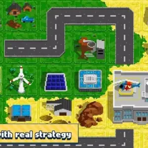Mô tả ảnh: Giao diện game Technopoly với hình ảnh nhà máy và các công trình công nghiệp