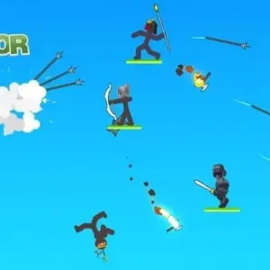 Mô tả hình ảnh: Giao diện game The Warrior với nhân vật chính đang chuẩn bị chiến đấu.