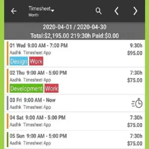 Mô tả hình ảnh: Giao diện ứng dụng Timesheet trên điện thoại