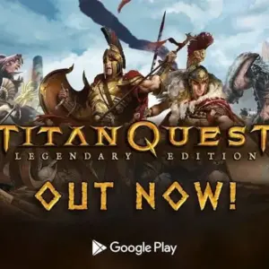 Alt text: Hình ảnh gameplay Titan Quest: Legendary Edition với nhân vật chiến đấu với quái vật