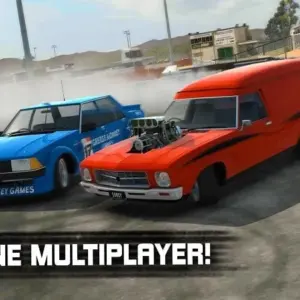 Mô tả hình ảnh: Giao diện game Torque Burnout với một chiếc xe đang drift