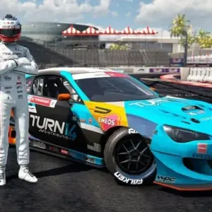 Mô tả hình ảnh: Giao diện game Torque Drift với một chiếc xe đua đang drift