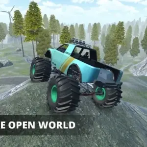 Mô tả hình ảnh: Một chiếc xe địa hình đang vượt qua con dốc đầy đá sỏi trong game Torque Offroad.
