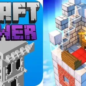 mô tả hình ảnh: Hình ảnh giới thiệu game Tower Craft 3D với một tòa nhà cao tầng đầy màu sắc
