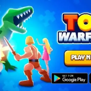 Mô tả hình ảnh: Hình ảnh giới thiệu game Toy Warfare với đồ họa hoạt hình vui nhộn, thể hiện cuộc chiến giữa các đồ chơi.