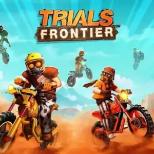 Mô tả hình ảnh: Hình ảnh game Trials Frontier với một chiếc xe máy đang thực hiện cú nhảy trên địa hình hiểm trở.