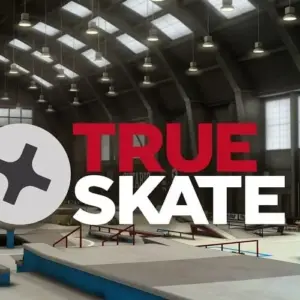 Mô tả hình ảnh: Giao diện game True Skate với hình ảnh một chiếc ván trượt trên nền bê tông.