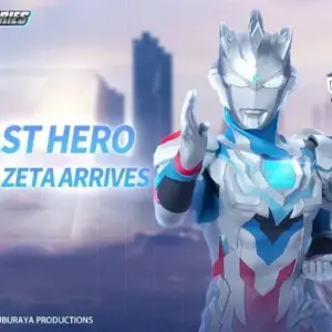 Mô tả hình ảnh: Hình ảnh quảng cáo game Ultraman: Fighting Heroes với hình ảnh các nhân vật Ultraman nổi bật.