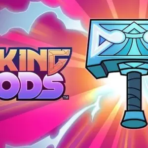 Mô tả hình ảnh: Hình ảnh giao diện game Viking Gods với các vị thần Viking đang chiến đấu.