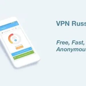mô tả hình ảnh: Giao diện ứng dụng VPN servers in Russia với nền xanh dương và biểu tượng ổ khóa
