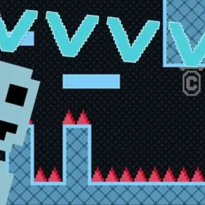 Mô tả hình ảnh về giao diện game VVVVVV với nhân vật chính