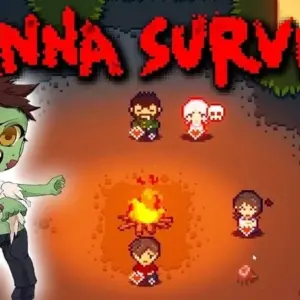 Mô tả hình ảnh: Hình ảnh giới thiệu game Wanna Survive với nhân vật chính đang chiến đấu với zombie