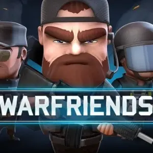 Mô tả hình ảnh: Hình ảnh giao diện game WarFriends với cảnh chiến đấu giữa hai phe.