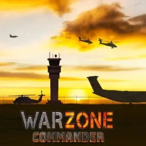 Mô tả hình ảnh: Giao diện game Warzone Commander với khung cảnh chiến trường khói lửa