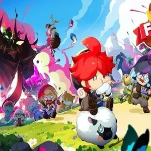 Alt text: Hình ảnh giao diện chính của game We Are Friends: Puzzle RPG với đồ họa chibi dễ thương.