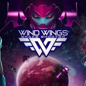 Mô tả hình ảnh: Giao diện game WindWings 2 với phi thuyền chiến đấu giữa không gian đầy sao và kẻ địch.