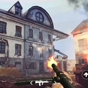 Mô tả hình ảnh: Hình ảnh game World War 2 Shooter với cảnh chiến đấu khốc liệt