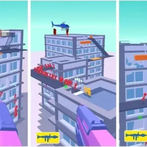 Mô tả hình ảnh về giao diện game Zombie Escape với trực thăng đang bay trên bầu trời đầy zombie