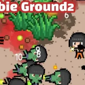 Mô tả hình ảnh: Nữ nhân vật chính trong game Zombie Ground2 đang cầm súng chiến đấu với lũ zombie.