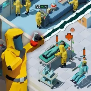 Mô tả hình ảnh về giao diện game Zombie Hospital với các khu vực chức năng.