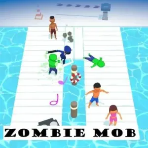 Mô tả hình ảnh về giao diện game Zombie Mob với zombie đang tấn công con người