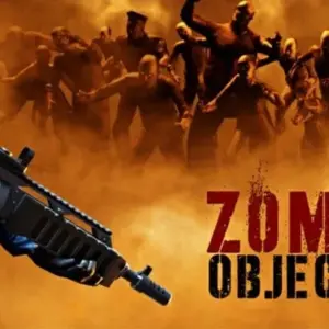 Mô tả cảnh game Zombie Objective với nhân vật chính đang chiến đấu với zombie