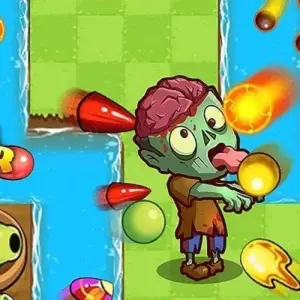 Mô tả hình ảnh: Giao diện game Zombies Vs Farmer với hình ảnh zombie đang tấn công nông trại