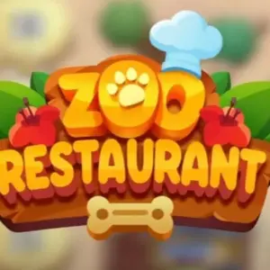 Mô tả hình ảnh: Giao diện chính của game Zoo Restaurant với hình ảnh một chú gấu trúc đang thưởng thức món ăn.